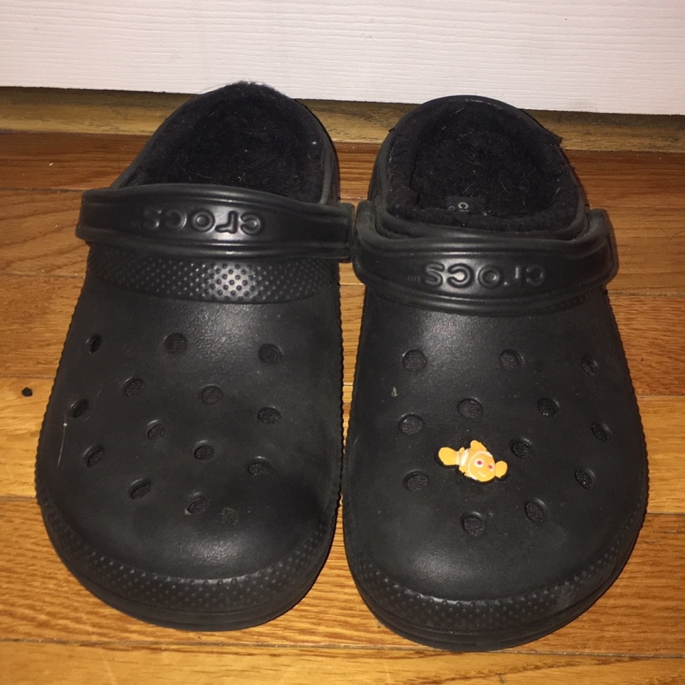 Black furry inside crocs